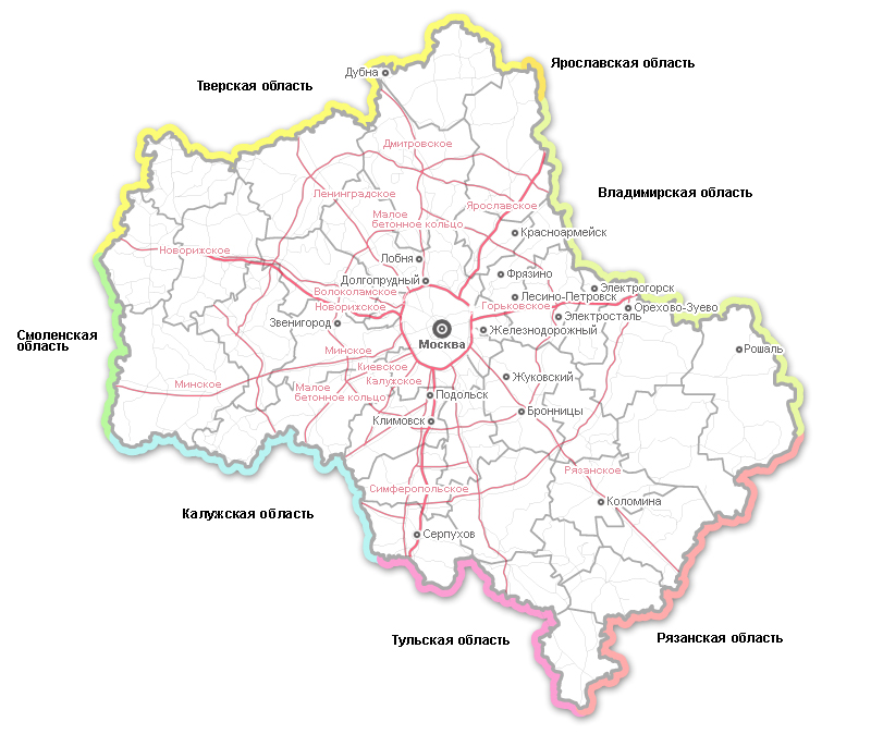 Карта дорог Московской области