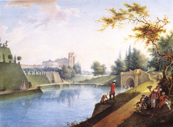 Вид на Гатчинский дворец и Карпин пруд