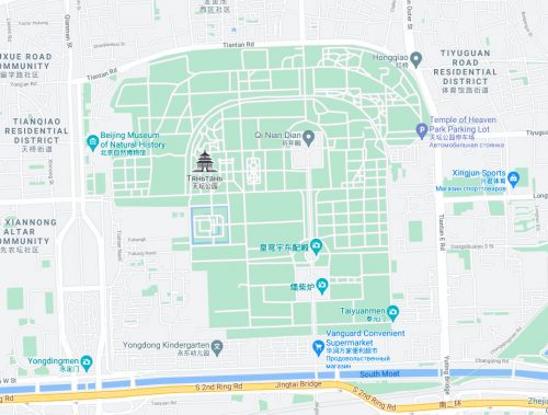 Храм Неба в Пекине. Скриншот Гугл карты