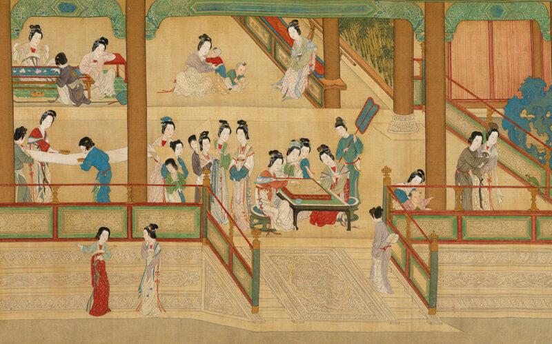 Цю Ин 仇英 (1498-1552), Весеннее утро в ханьском дворце 汉宫春晓图 (фрагмент)