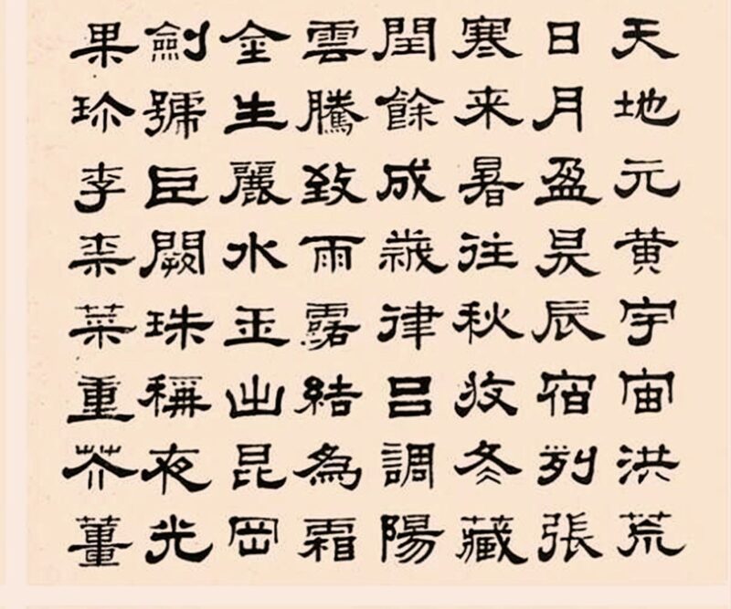 Отрывок из «Тысячесловия» 千字文, записанный в стиле лишу
